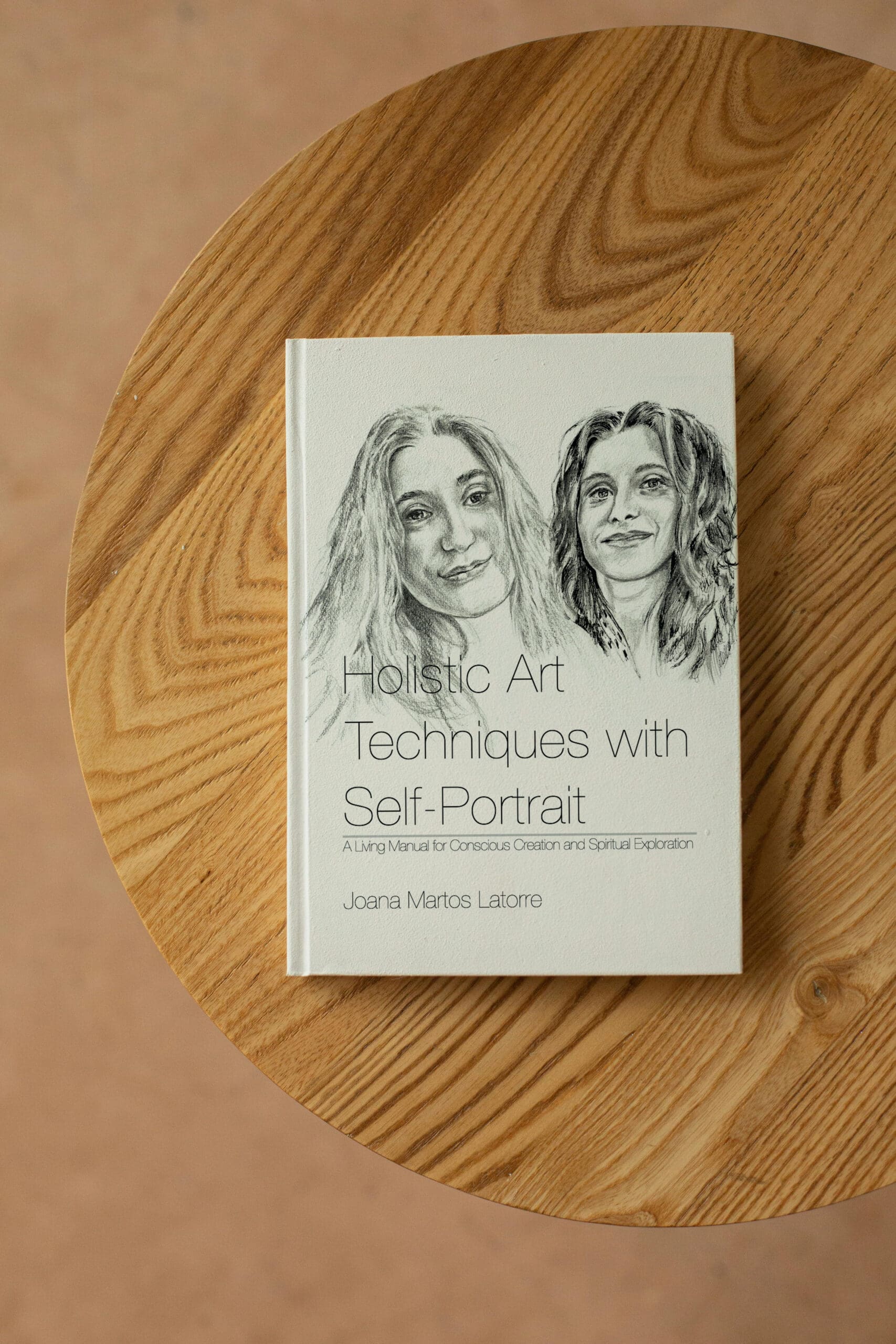 mockup holistic art techniques with selfportrait wooid table